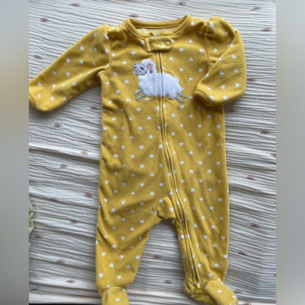 Child of mine by Carter’s Fanny girl fleece footie pajama.
